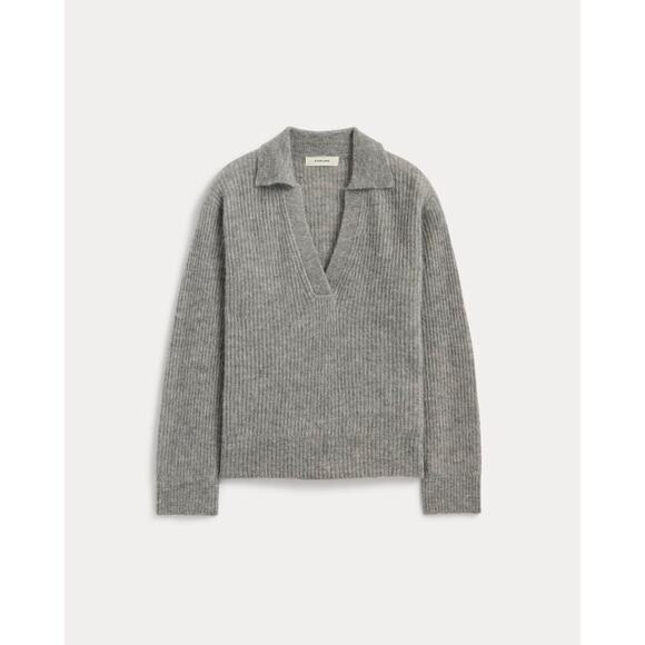 $128 New Everlane The Oversized Polo in Alpaca - Heather Grey Small - Picture 2 of 15